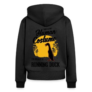 Déguisement de canard coureur Halloween - Sweat à capuche zippé Premium bio Femme - noir - Dos - Julia (174cm)
