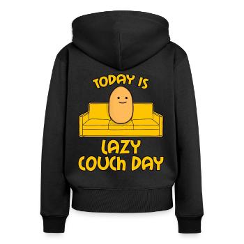 Potato Couch Sofa - Women's Premium Organic Zip Hoodie - black - Back - Julia (174cm)