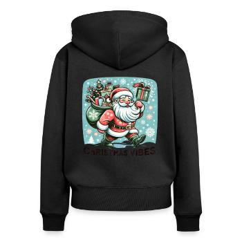 Christmas Vibes - Funny Holidays Funny Christmas - Frauen Premium Bio Zip Hoodie - Schwarz - Hinten - Julia (174cm)