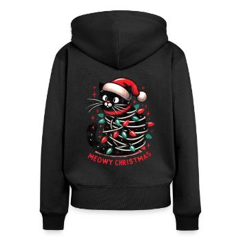 Meowy Christmas - Funny Holidays Funny Christmas - Frauen Premium Bio Zip Hoodie - Schwarz - Hinten - Julia (174cm)