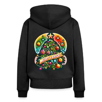 Merry & Bright - Funny Holidays Funny Christmas - Frauen Premium Bio Zip Hoodie - Schwarz - Hinten - Julia (174cm)