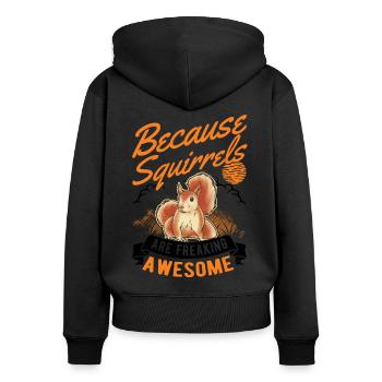 Écureuil cadeau écureuil écureuil gris écureuil - Sweat à capuche zippé Premium bio Femme - noir - Dos - Julia (174cm)