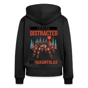 Easily distracted by Tarantulas Tarantel - Frauen Premium Bio Zip Hoodie - Schwarz - Hinten - Julia (174cm)
