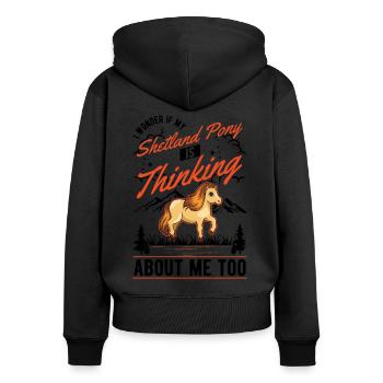 Shetland poney cadeau Shetland poney Shetty - Sweat à capuche zippé Premium bio Femme - noir - Dos - Julia (174cm)