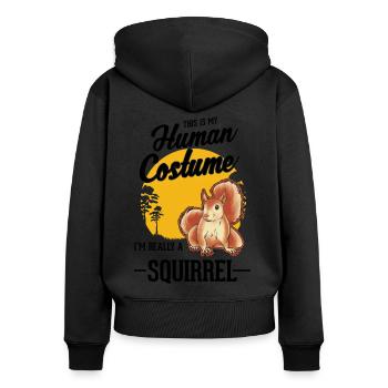 Déguisement Humain Écureuil Halloween - Sweat à capuche zippé Premium bio Femme - noir - Dos - Julia (174cm)