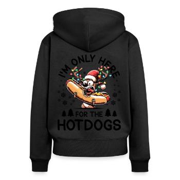 Hotdog-weihnachtsrentier - Frauen Premium Bio Zip Hoodie - Schwarz - Hinten - Julia (174cm)