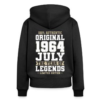 60th Birthday Vintage July 1964 Original 1964 - Women's Premium Organic Zip Hoodie - black - Back - Julia (174cm)