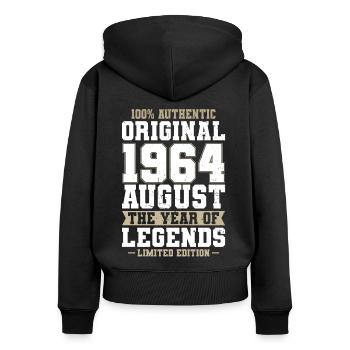60th Birthday Vintage August 1964 Original 1964 - Women's Premium Organic Zip Hoodie - black - Back - Julia (174cm)