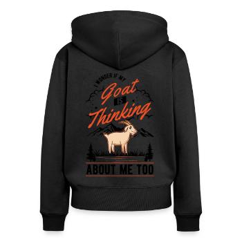 Chèvres Cadeau Chèvre Hôte Chèvre - Sweat à capuche zippé Premium bio Femme - noir - Dos - Julia (174cm)