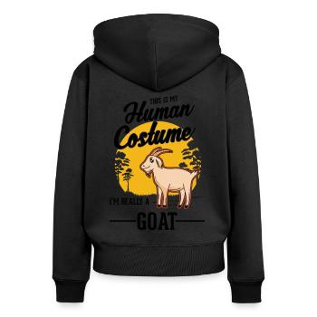 Chèvres Costume Humain Halloween - Sweat à capuche zippé Premium bio Femme - noir - Dos - Julia (174cm)