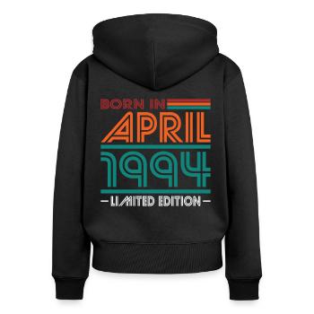 30. Geburtstag Jahrgang April 1994 Born in 1994 - Frauen Premium Bio Zip Hoodie - Schwarz - Hinten - Julia (174cm)