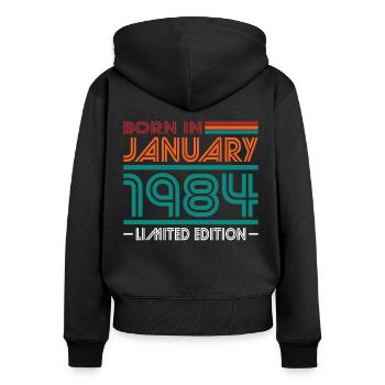 40. Geburtstag Jahrgang Januar 1984 Born in 1984 - Frauen Premium Bio Zip Hoodie - Schwarz - Hinten - Julia (174cm)