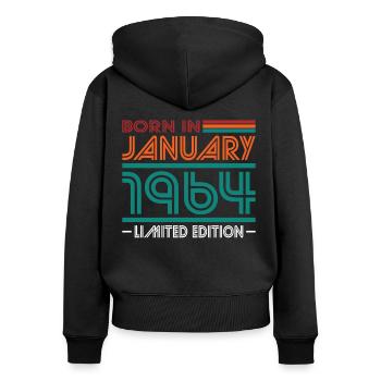 60th Birthday Vintage January 1964 Born in 1964 - Women's Premium Organic Zip Hoodie - black - Back - Julia (174cm)