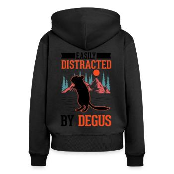 Degu Geschenk Strauchratte Walddegu - Frauen Premium Bio Zip Hoodie - Schwarz - Hinten - Julia (174cm)