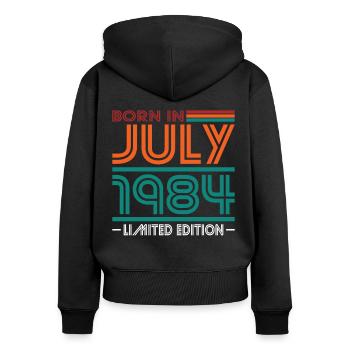 40. Geburtstag Jahrgang Juli 1984 Born in 1984 - Frauen Premium Bio Zip Hoodie - Schwarz - Hinten - Julia (174cm)