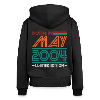 20th Birthday Vintage May 2004 Born in 2004 - Women's Premium Organic Zip Hoodie - black - Back - Julia (174cm)