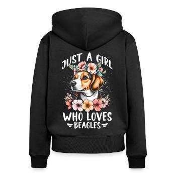 Just A Girl Who Loves Beagles - Frauen Premium Bio Zip Hoodie - Schwarz - Hinten - Julia (174cm)