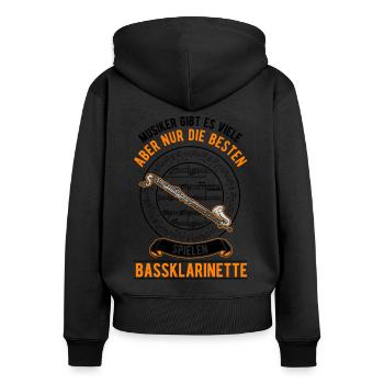 Bassklarinette Geschenk Bassklarinettist - Frauen Premium Bio Zip Hoodie - Schwarz - Hinten - Julia (174cm)