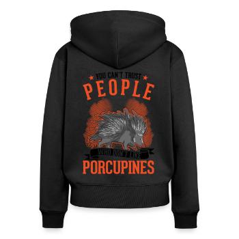 Porc-épic amateur Porc-épic - Sweat à capuche zippé Premium bio Femme - noir - Dos - Julia (174cm)