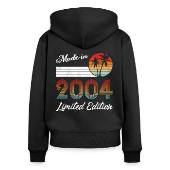 20th Anniversary Vintage 2004 Made in 2004 - Women's Premium Organic Zip Hoodie - black - Back - Julia (174cm)