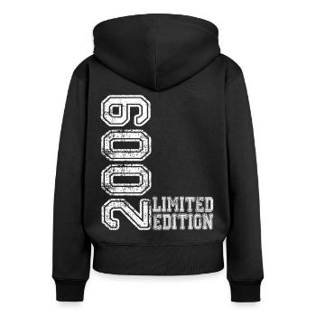 Limited Edition 2009 - Frauen Premium Bio Zip Hoodie - Schwarz - Hinten - Julia (174cm)