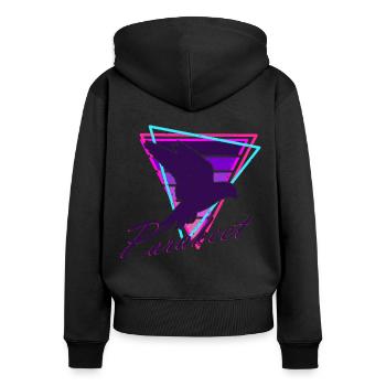 Papagei Sittich - Frauen Premium Bio Zip Hoodie - Schwarz - Hinten - Julia (174cm)