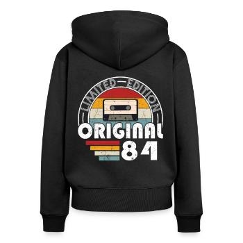 40. Geburtstag Jahrgang 1984 Original 1984 - Frauen Premium Bio Zip Hoodie - Schwarz - Hinten - Julia (174cm)
