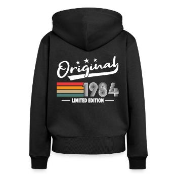 40. Geburtstag Jahrgang 1984 Original 1984 - Frauen Premium Bio Zip Hoodie - Schwarz - Hinten - Julia (174cm)