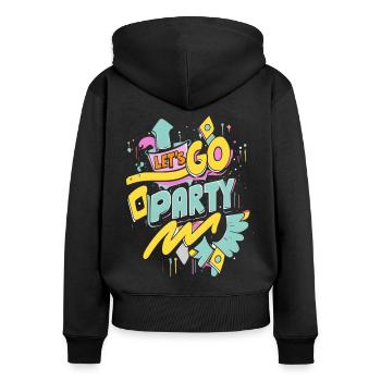 Let’s Go Party - Sweat à capuche zippé Premium bio Femme - noir - Dos - Julia (174cm)