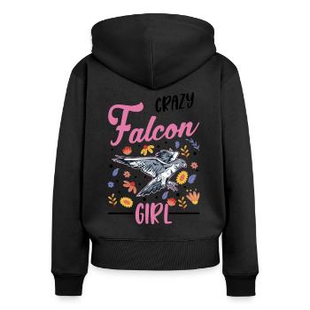 Crazy Falcon Girl - Women's Premium Organic Zip Hoodie - black - Back - Julia (174cm)