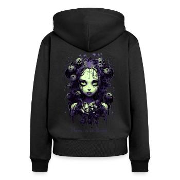 Gothic Girl Saying Normal is an Illusion - Women's Premium Organic Zip Hoodie - black - Back - Julia (174cm)