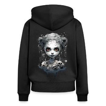 Gothic Girl Halloween Fantasy Dark - Frauen Premium Bio Zip Hoodie - Schwarz - Hinten - Julia (174cm)