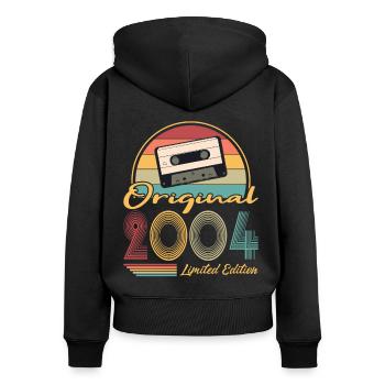 20th Birthday Vintage 2004 Original 2004 - Women's Premium Organic Zip Hoodie - black - Back - Julia (174cm)