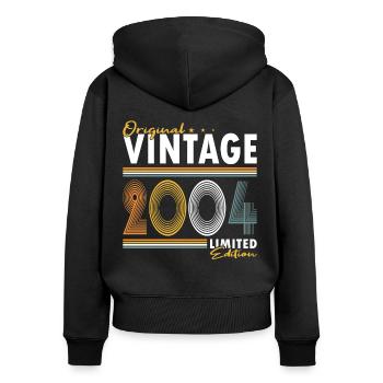 20. Geburtstag Jahrgang 2004 Original 2004 - Frauen Premium Bio Zip Hoodie - Schwarz - Hinten - Julia (174cm)