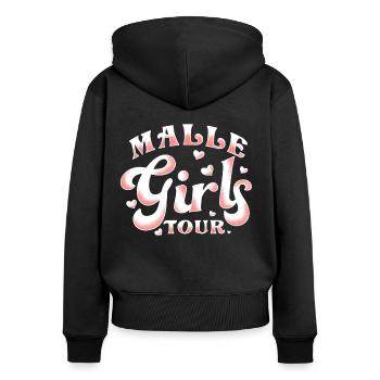 Visite des filles de Malle - Sweat à capuche zippé Premium bio Femme - noir - Dos - Julia (174cm)