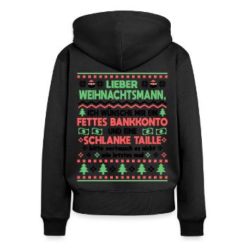 Weihnachten Fettes Bankkonto Lustig Damen Herren - Frauen Premium Bio Zip Hoodie - Schwarz - Hinten - Julia (174cm)