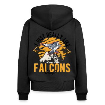 I Just Like Falcon Kestrel Falconer - Women's Premium Organic Zip Hoodie - black - Back - Julia (174cm)