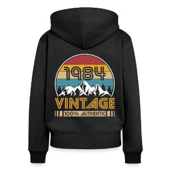 40th Birthday Vintage 1984 Vintage 1984 - Women's Premium Organic Zip Hoodie - black - Back - Julia (174cm)
