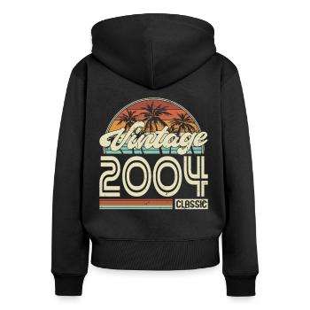 20e anniversaire Millésime 2004 Classique 2004 - Sweat à capuche zippé Premium bio Femme - noir - Dos - Julia (174cm)