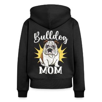 Maman bouledogue - Sweat à capuche zippé Premium bio Femme - noir - Dos - Julia (174cm)