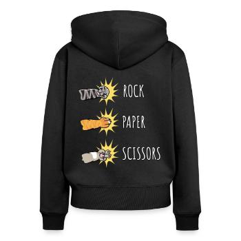 Ciseaux à papier de roche - Sweat à capuche zippé Premium bio Femme - noir - Dos - Julia (174cm)