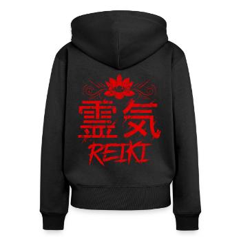 Energy Chakra Ganzheitliche Heilung Hände Reiki - Frauen Premium Bio Zip Hoodie - Schwarz - Hinten - Julia (174cm)
