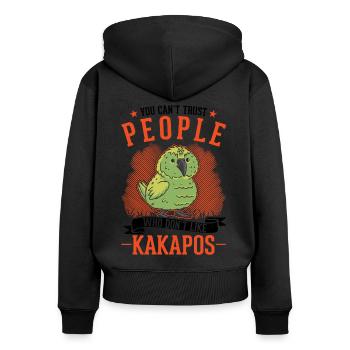 Kakapo Neuseeländischer Papagei - Frauen Premium Bio Zip Hoodie - Schwarz - Hinten - Julia (174cm)
