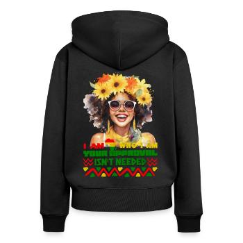 Black Queen Curly Afro - Celebrate Black History - Women's Premium Organic Zip Hoodie - black - Back - Julia (174cm)