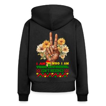 Black Queen Curly Afro - Celebrate Black History - Women's Premium Organic Zip Hoodie - black - Back - Julia (174cm)