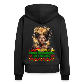 Black Queen Curly Afro - Celebrate Black History - Women's Premium Organic Zip Hoodie - black - Back - Julia (174cm)