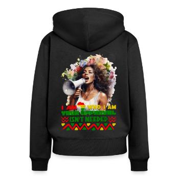 Black Queen Curly Afro - Celebrate Black History - Women's Premium Organic Zip Hoodie - black - Back - Julia (174cm)