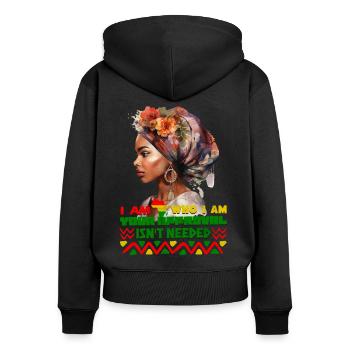 Black Queen Curly Afro - Celebrate Black History - Women's Premium Organic Zip Hoodie - black - Back - Julia (174cm)