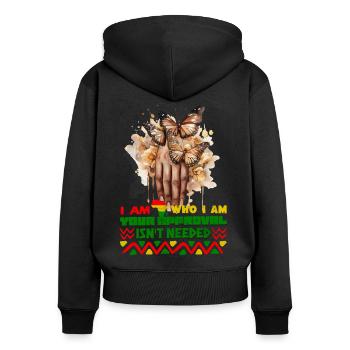 Black Queen Curly Afro - Celebrate Black History - Women's Premium Organic Zip Hoodie - black - Back - Julia (174cm)