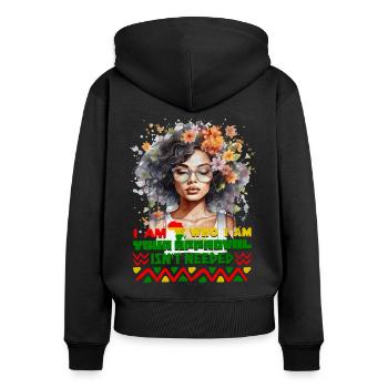 Black Queen Curly Afro - Celebrate Black History - Women's Premium Organic Zip Hoodie - black - Back - Julia (174cm)